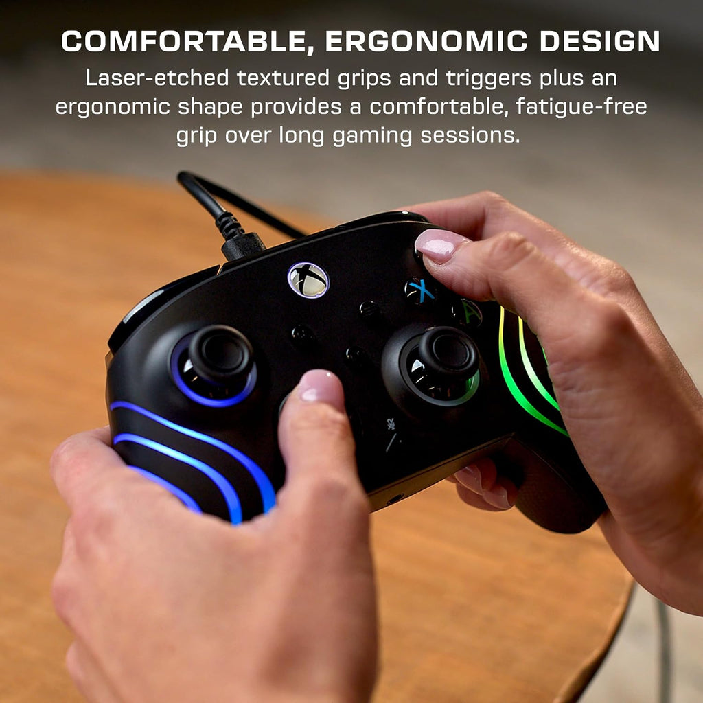 Turtle Beach Afterglow Wave Wired RGB Gaming Controller for Xbox & PC | Xbox Series X|S. Xbox One. Customizable RGB Lighting. 2 Mappable Buttons. Hall-Effect Hair Triggers. Audio Controls