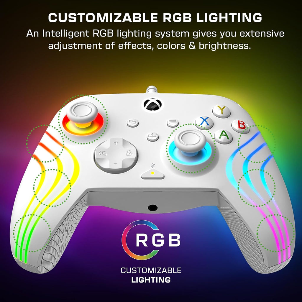 Turtle Beach Afterglow Wave Wired RGB Gaming Controller for Xbox & PC | Xbox Series X|S. Xbox One. Customizable RGB Lighting. 2 Mappable Buttons. Hall-Effect Hair Triggers. Audio Controls