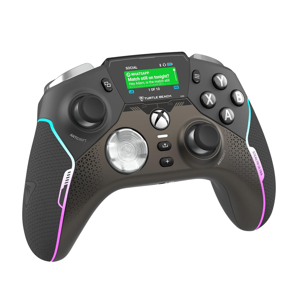 Turtle Beach Stealth Ultra Wireless RGB Gaming Controller. Xbox Series X|S | Also works with PC. Xbox One. Android. Bluetooth. Customizable Display Screen. Rapid Charging Dock. 30-Hr Battery