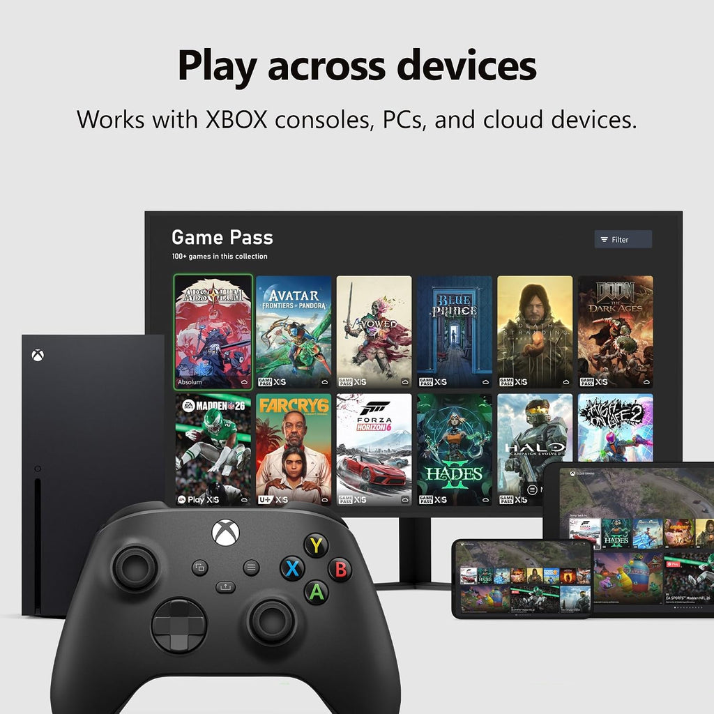 XBOX Wireless Gaming Controller | Carbon Black | Consoles. PCs. TVs. mobile. and more | Textured Grip | Wireless. Bluetooth. USB-C Connectivity
