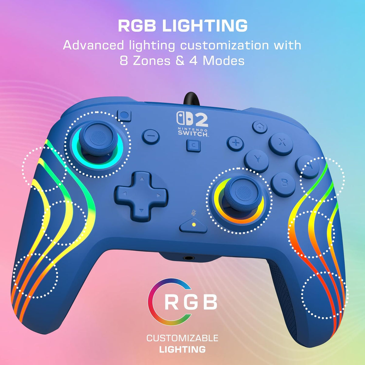 Turtle Beach Afterglow Wave Wired RGB Gaming Controller. Nintendo Switch 2 | Switch Lite. OLED. Hall-Effect Thumbsticks. 2 Mappable Back Buttons. Audio Controls. C-Button for GameChat. RGB Lights