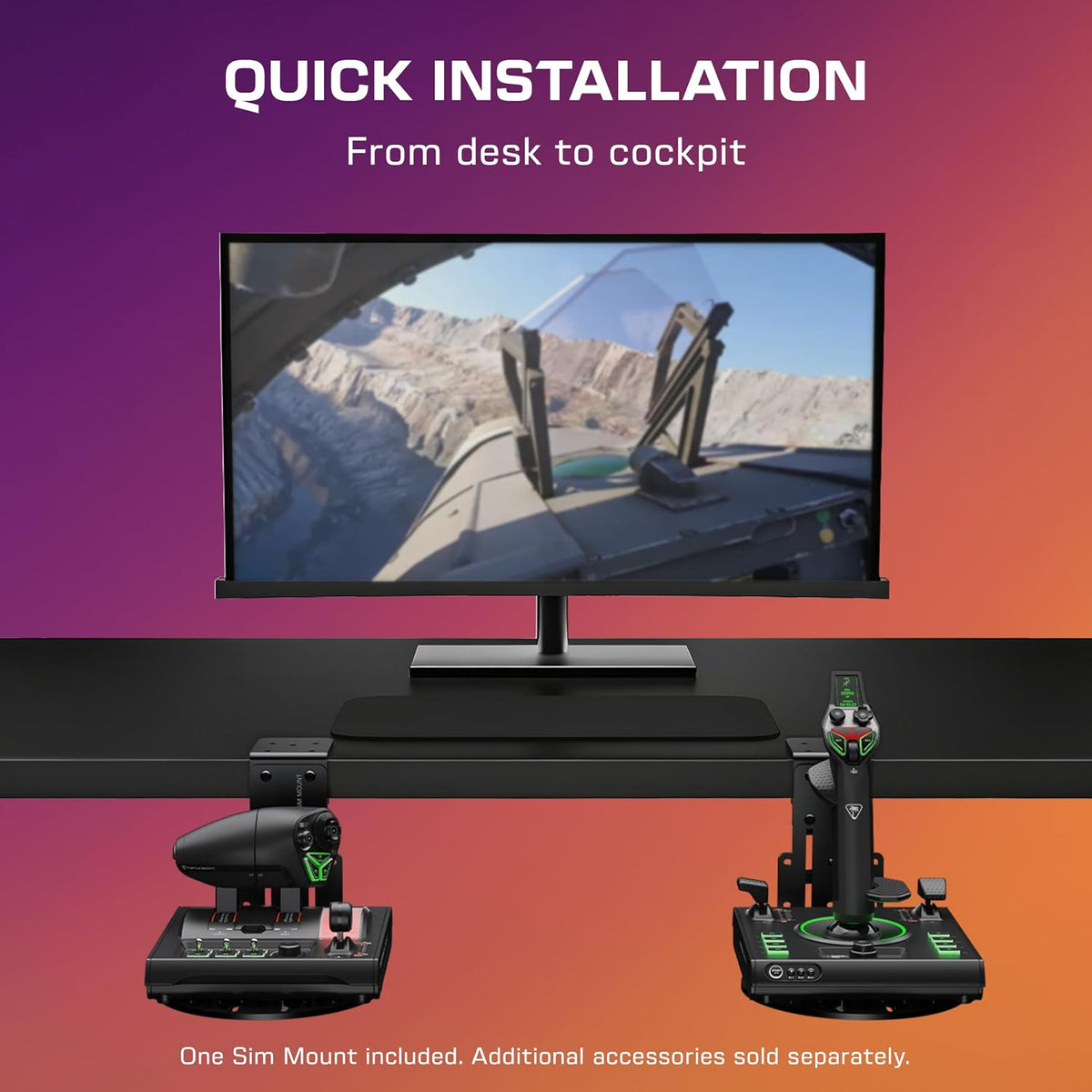Turtle Beach VelocityOne Universal Sim Mount - Heavy-Duty Flight & Racing Simulator Mount with Steel Desk Clamp. Adjustable Positions. Sim Rig Compatible. Includes Mousepad